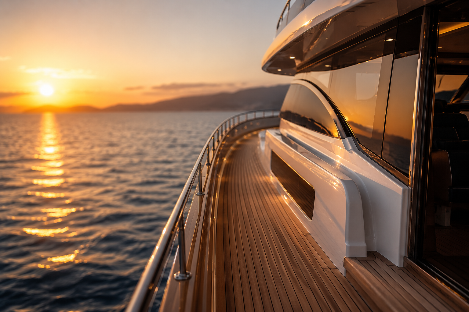 Quartercut teak decking installed on a luxury yacht